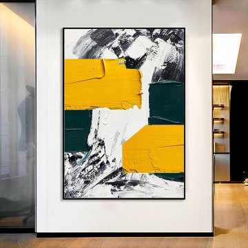  une - Brush jaune abstrait par Couteau à palette art mural minimalisme texture